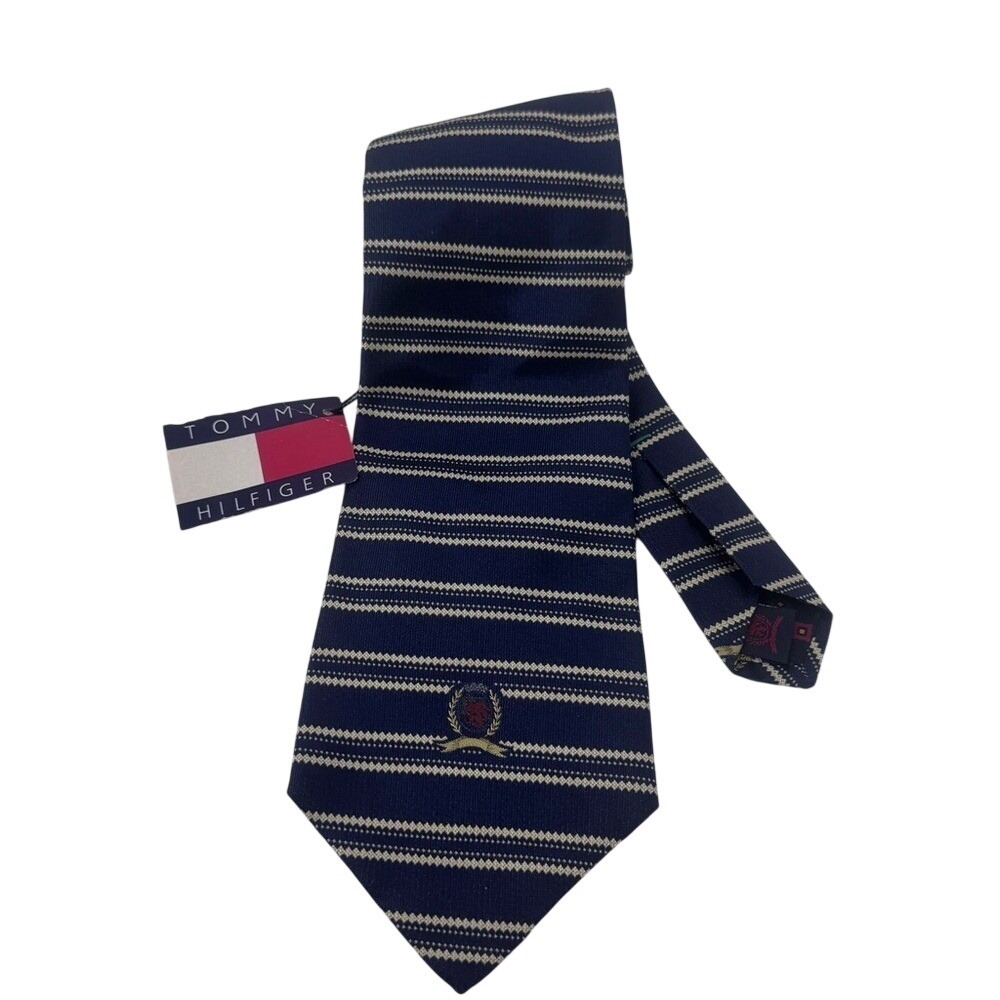 NWT Tommy Hilfiger Blue and White‎ Striped Silk Tie